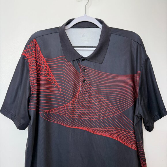 SR Speed Your Run Men's Black Red Striped Designed Golf Polo Shirt, Size 2XL - Picture 2 of 5